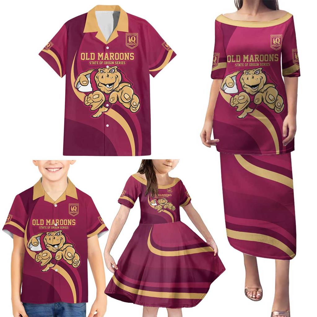 Custom QLD Maroons Cane Toad Family Matching Puletasi and Hawaiian Shirt Queensland Origin No1