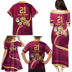 Custom QLD Maroons Cane Toad Family Matching Puletasi and Hawaiian Shirt Queensland Origin No1