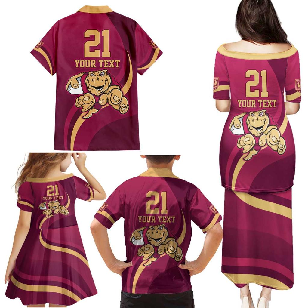 Custom QLD Maroons Cane Toad Family Matching Puletasi and Hawaiian Shirt Queensland Origin No1