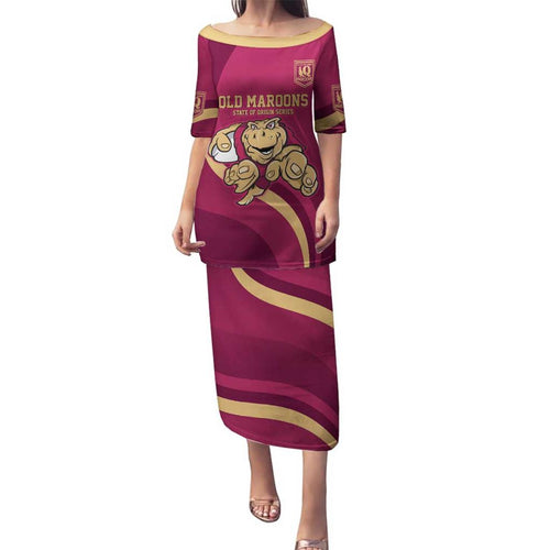 Custom QLD Maroons Cane Toad Family Matching Puletasi and Hawaiian Shirt Queensland Origin No1