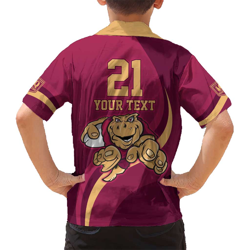 Custom QLD Maroons Cane Toad Family Matching Short Sleeve Bodycon Dress and Hawaiian Shirt Queensland Origin No1