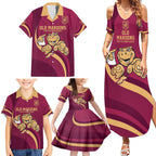 Custom QLD Maroons Cane Toad Family Matching Summer Maxi Dress and Hawaiian Shirt Queensland Origin No1