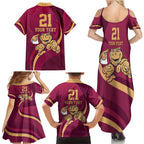 Custom QLD Maroons Cane Toad Family Matching Summer Maxi Dress and Hawaiian Shirt Queensland Origin No1