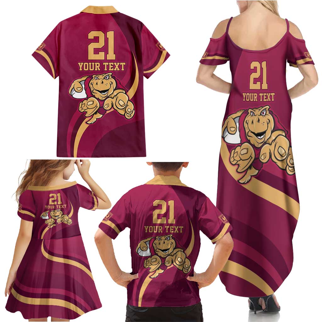 Custom QLD Maroons Cane Toad Family Matching Summer Maxi Dress and Hawaiian Shirt Queensland Origin No1