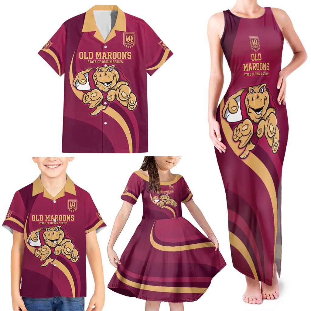 Custom QLD Maroons Cane Toad Family Matching Tank Maxi Dress and Hawaiian Shirt Queensland Origin No1