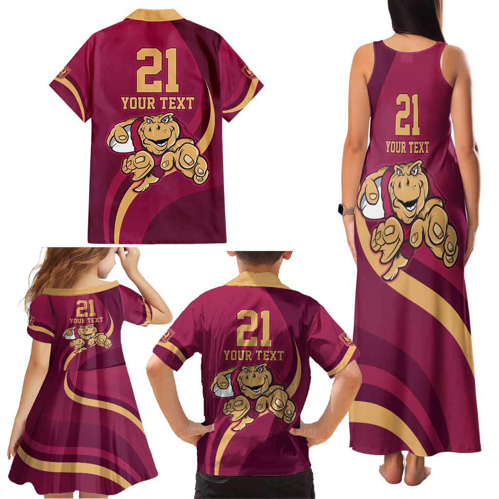 Custom QLD Maroons Cane Toad Family Matching Tank Maxi Dress and Hawaiian Shirt Queensland Origin No1
