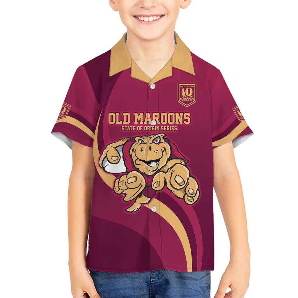 Custom QLD Maroons Cane Toad Kid Hawaiian Shirt Queensland Origin No1