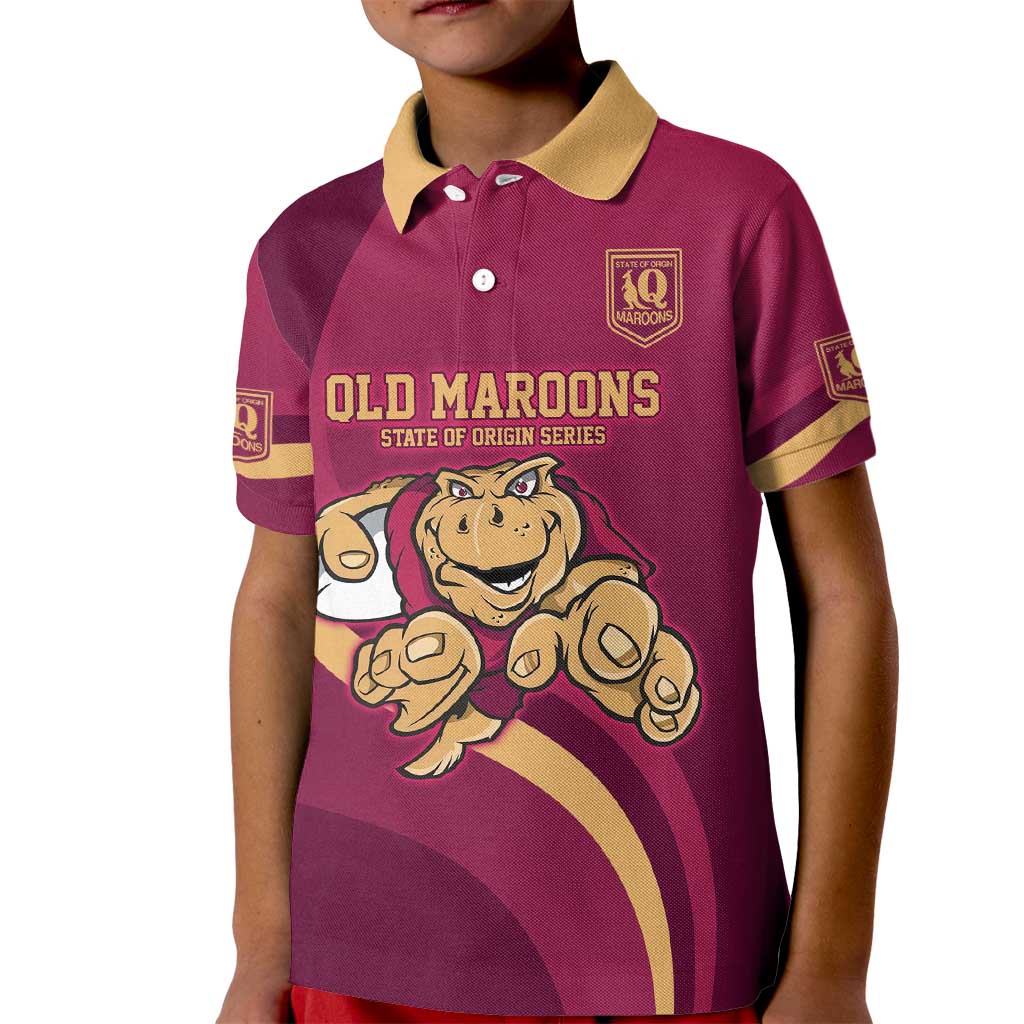 Custom QLD Maroons Cane Toad Kid Polo Shirt Queensland Origin No1