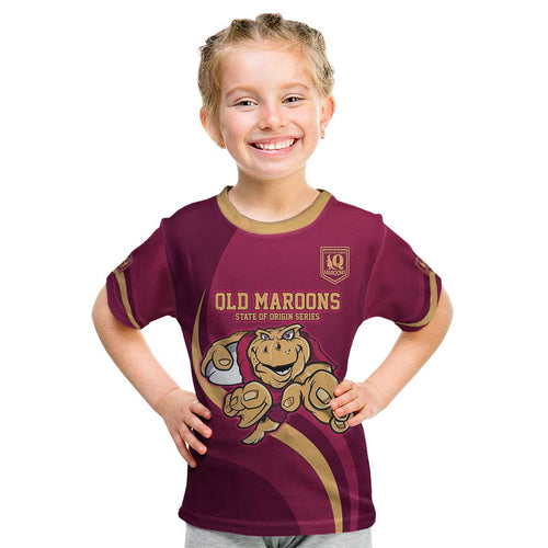 Custom QLD Maroons Cane Toad Kid T Shirt Queensland Origin No1