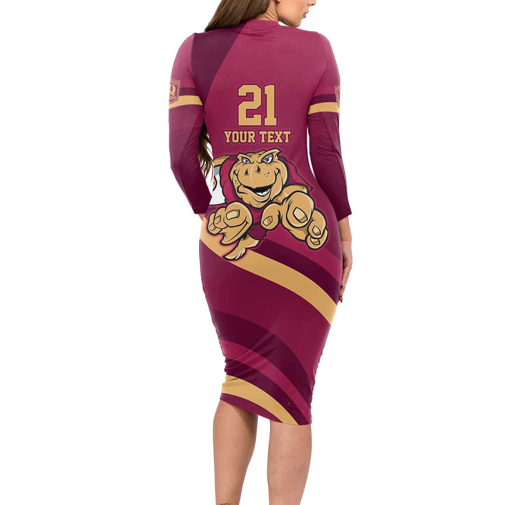 Custom QLD Maroons Cane Toad Long Sleeve Bodycon Dress Queensland Origin No1
