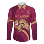Custom QLD Maroons Cane Toad Long Sleeve Button Shirt Queensland Origin No1