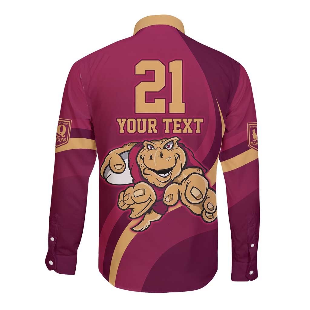 Custom QLD Maroons Cane Toad Long Sleeve Button Shirt Queensland Origin No1