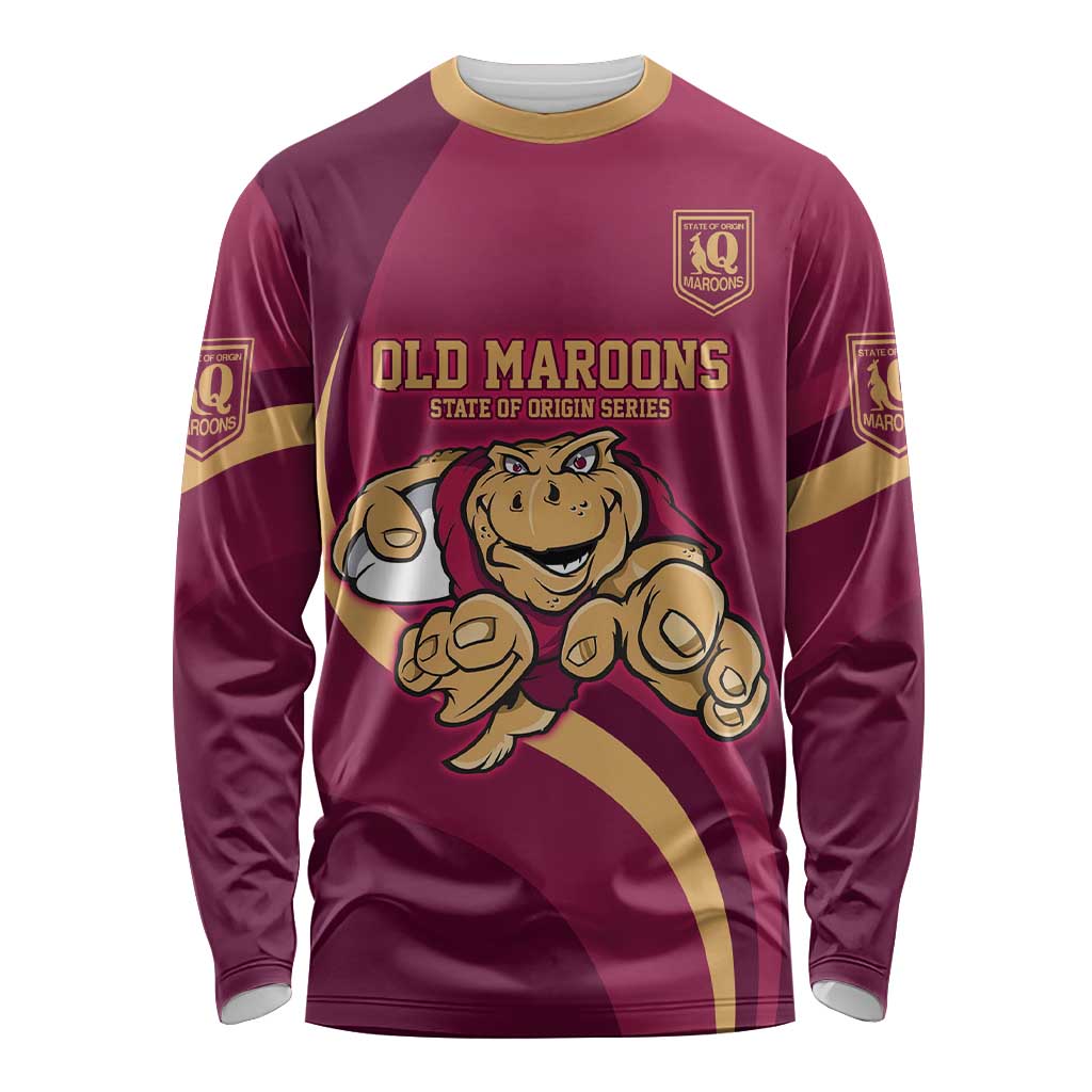 Custom QLD Maroons Cane Toad Long Sleeve Shirt Queensland Origin No1