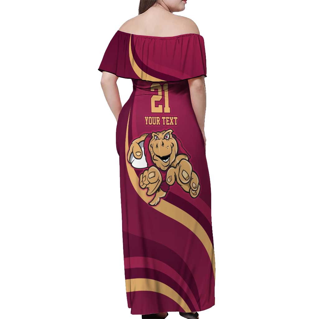 Custom QLD Maroons Cane Toad Off Shoulder Maxi Dress Queensland Origin No1