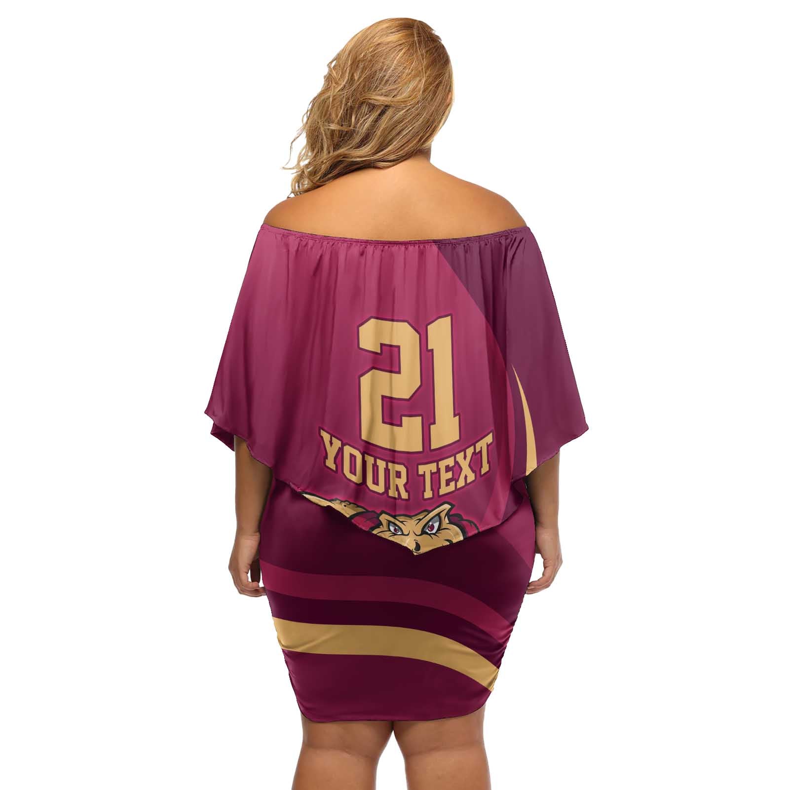 Custom QLD Maroons Cane Toad Off Shoulder Short Dress Queensland Origin No1