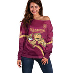 Custom QLD Maroons Cane Toad Off Shoulder Sweater Queensland Origin No1