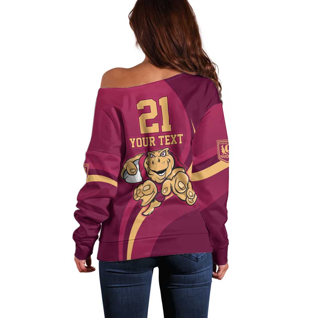 Custom QLD Maroons Cane Toad Off Shoulder Sweater Queensland Origin No1