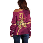 Custom QLD Maroons Cane Toad Off Shoulder Sweater Queensland Origin No1