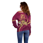 Custom QLD Maroons Cane Toad Off Shoulder Sweater Queensland Origin No1