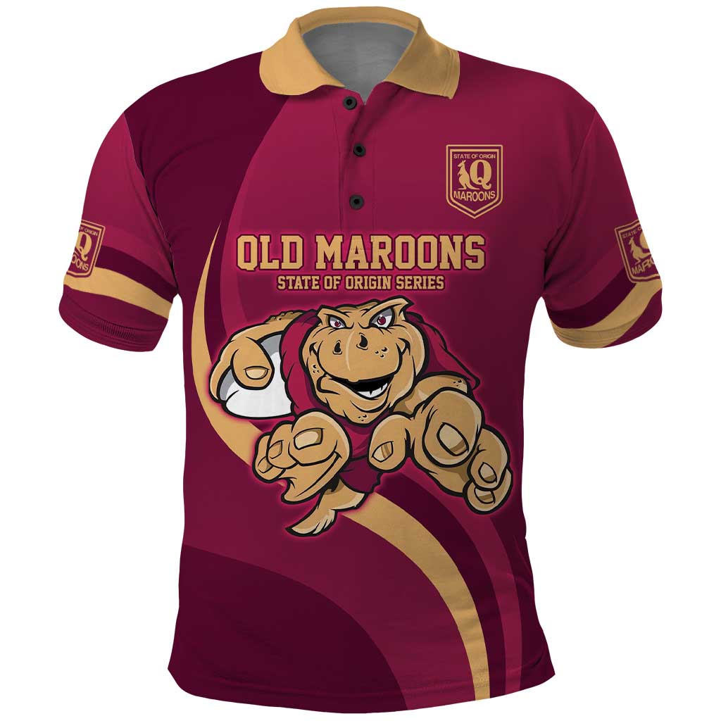 Custom QLD Maroons Cane Toad Polo Shirt Queensland Origin No1