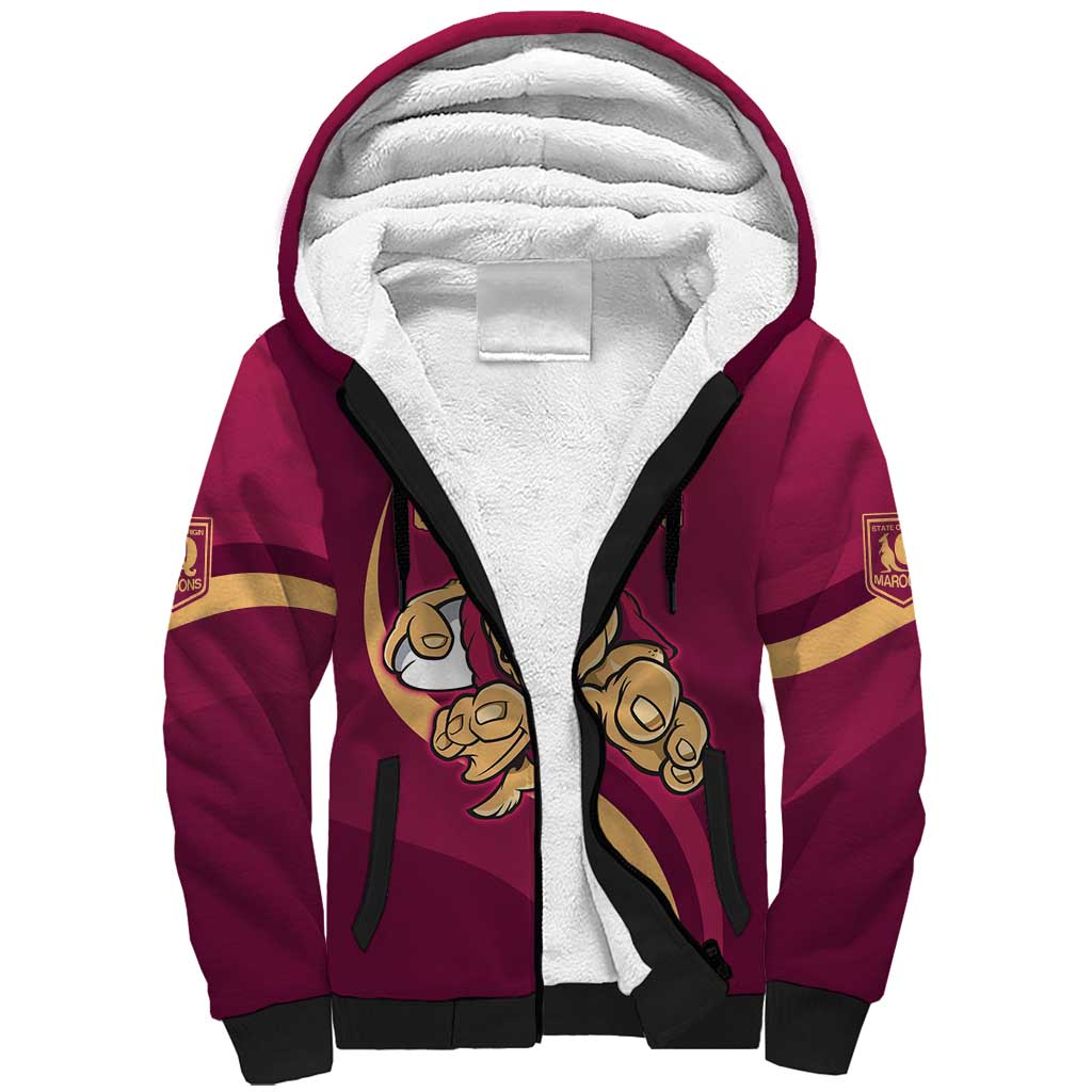 Custom QLD Maroons Cane Toad Sherpa Hoodie Queensland Origin No1