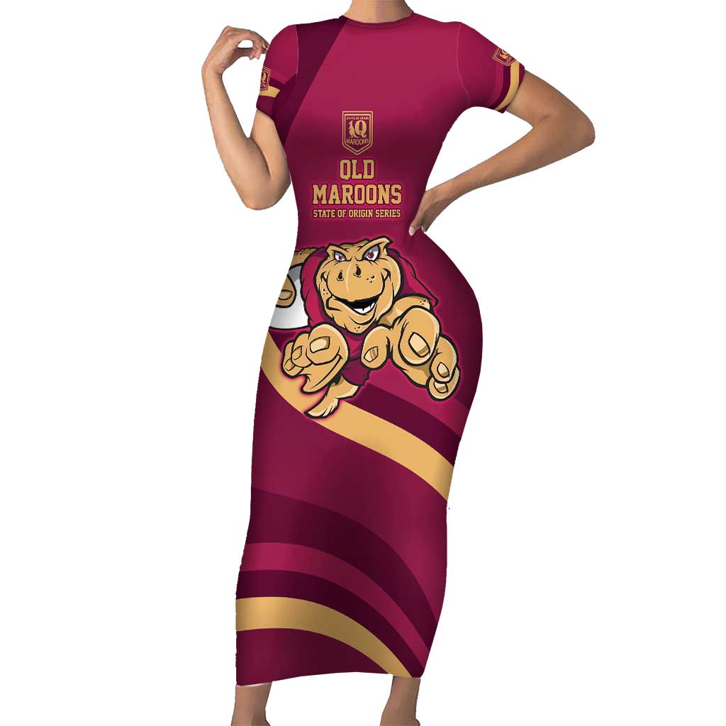 Custom QLD Maroons Cane Toad Short Sleeve Bodycon Dress Queensland Origin No1