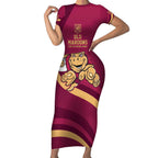 Custom QLD Maroons Cane Toad Short Sleeve Bodycon Dress Queensland Origin No1