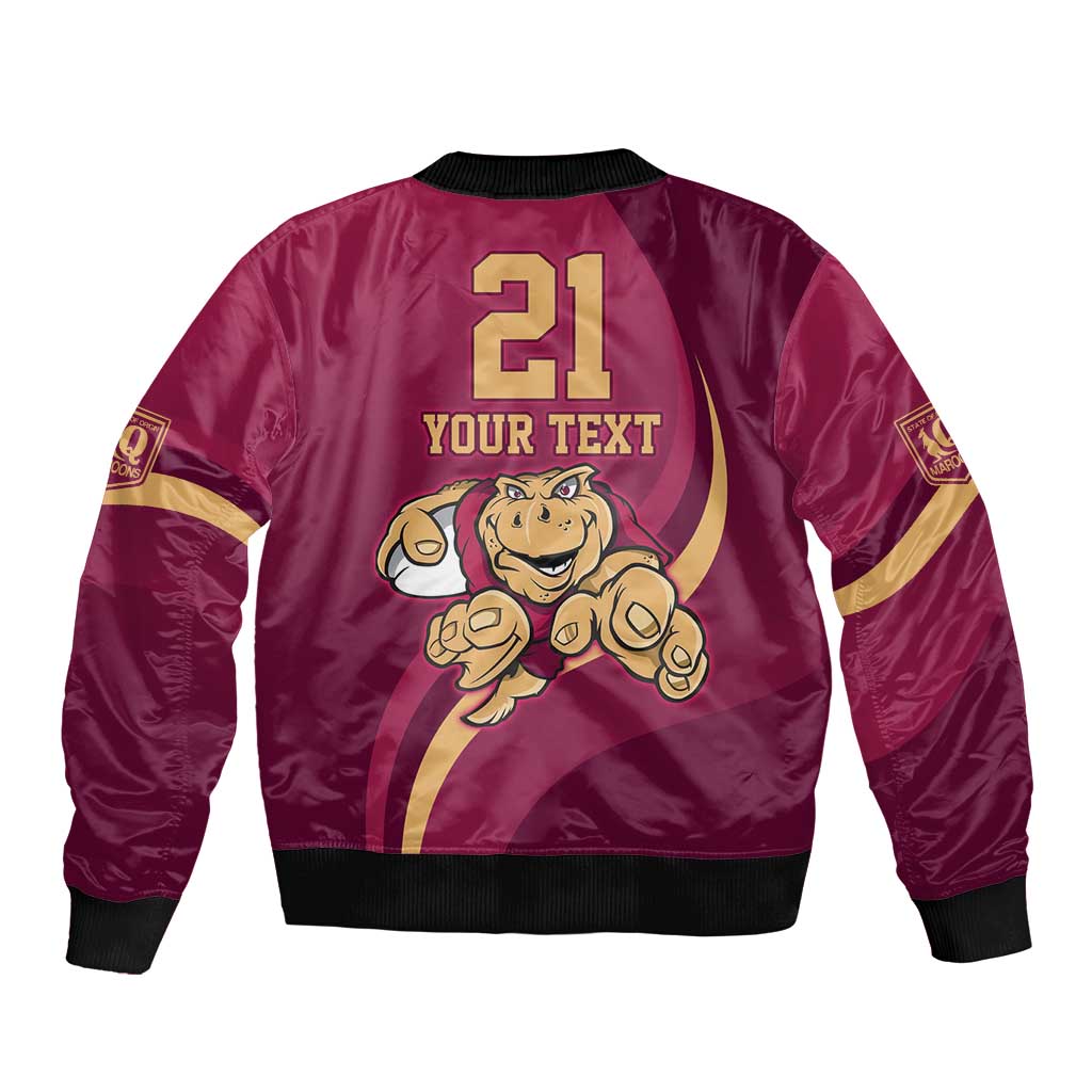 Custom QLD Maroons Cane Toad Sleeve Zip Bomber Jacket Queensland Origin No1