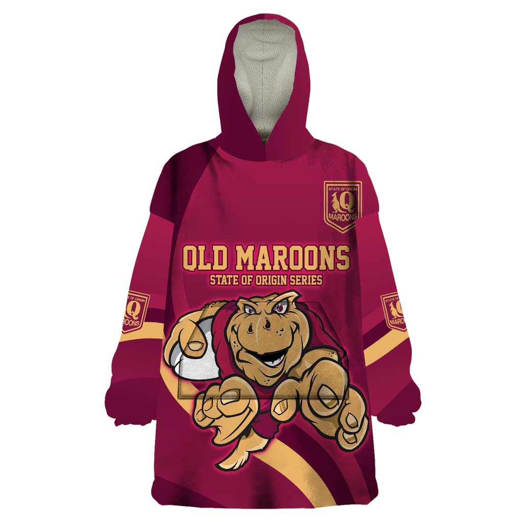 Custom QLD Maroons Cane Toad Wearable Blanket Hoodie Queensland Origin No1