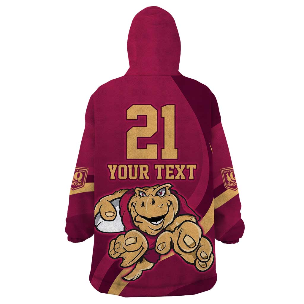 Custom QLD Maroons Cane Toad Wearable Blanket Hoodie Queensland Origin No1