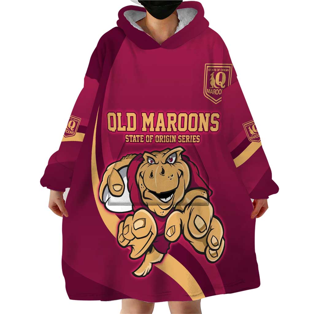 Custom QLD Maroons Cane Toad Wearable Blanket Hoodie Queensland Origin No1