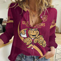 Custom QLD Maroons Cane Toad Women Casual Shirt Queensland Origin No1