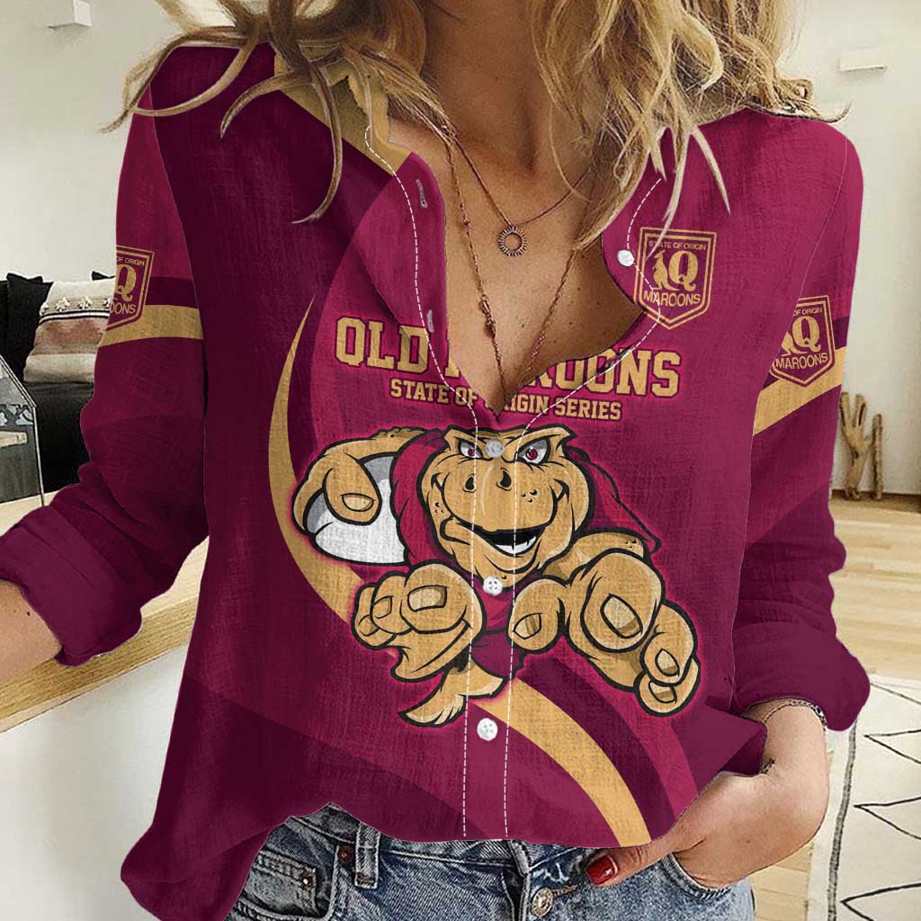 Custom QLD Maroons Cane Toad Women Casual Shirt Queensland Origin No1