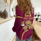Custom QLD Maroons Cane Toad Women Casual Shirt Queensland Origin No1