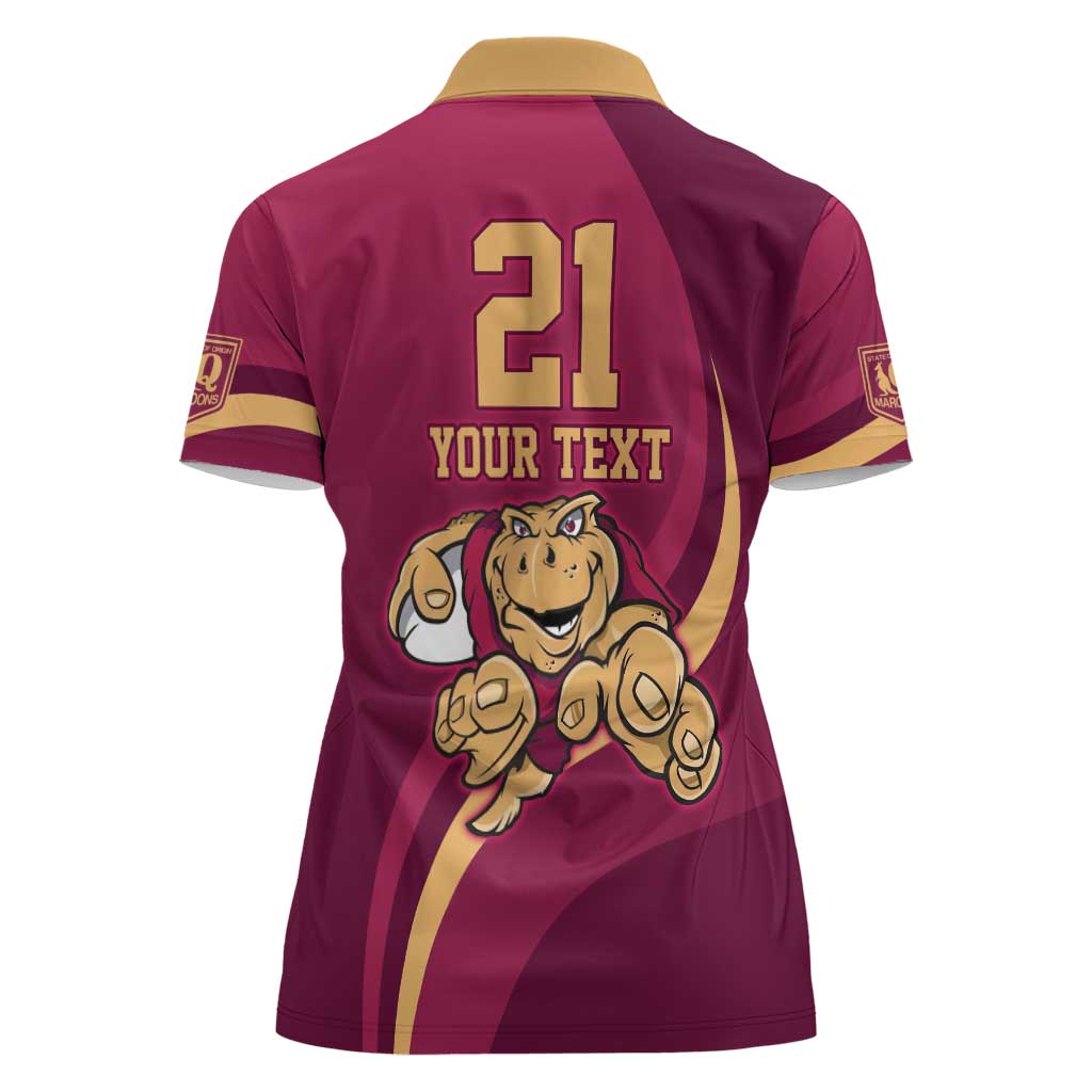 Custom QLD Maroons Cane Toad Women Polo Shirt Queensland Origin No1