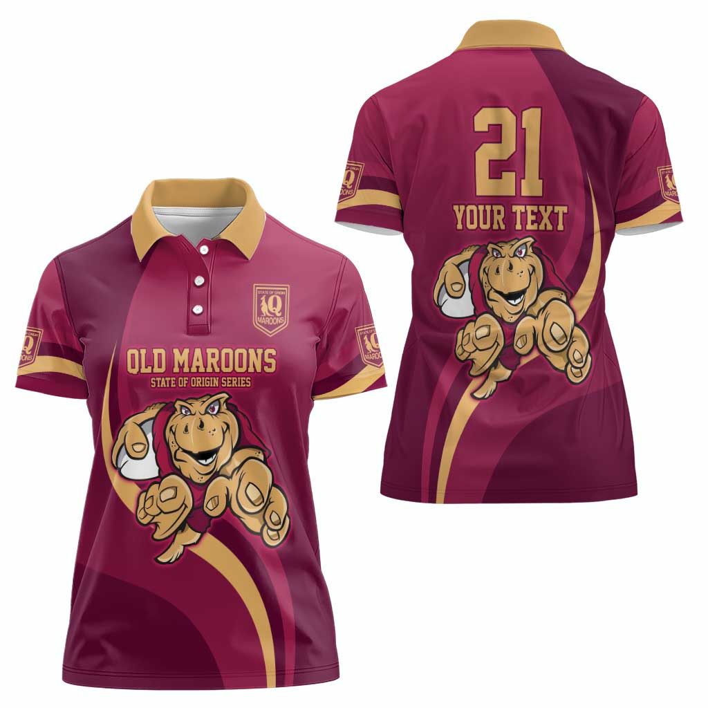Custom QLD Maroons Cane Toad Women Polo Shirt Queensland Origin No1