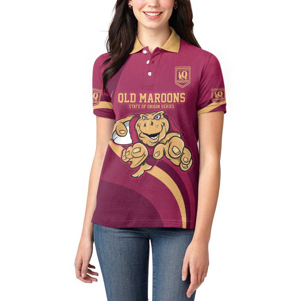 Custom QLD Maroons Cane Toad Women Polo Shirt Queensland Origin No1