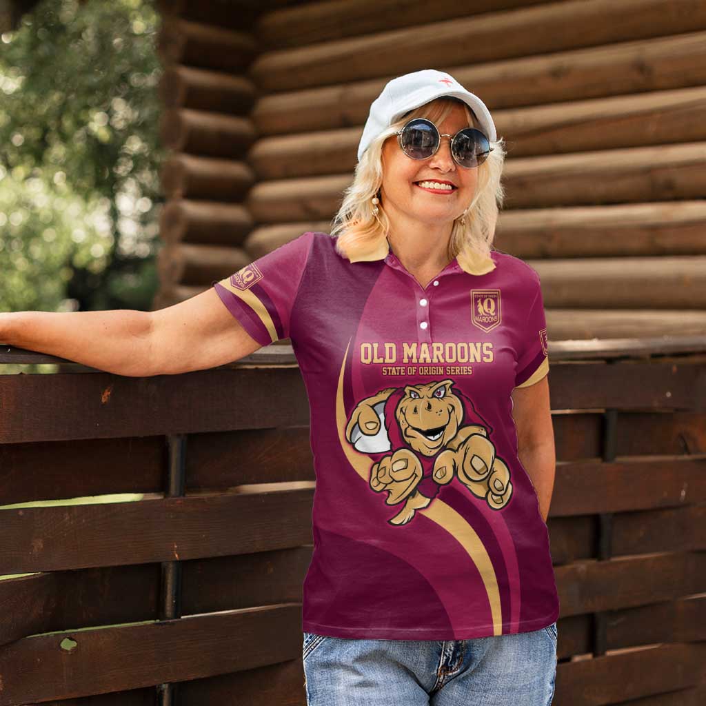 Custom QLD Maroons Cane Toad Women Polo Shirt Queensland Origin No1