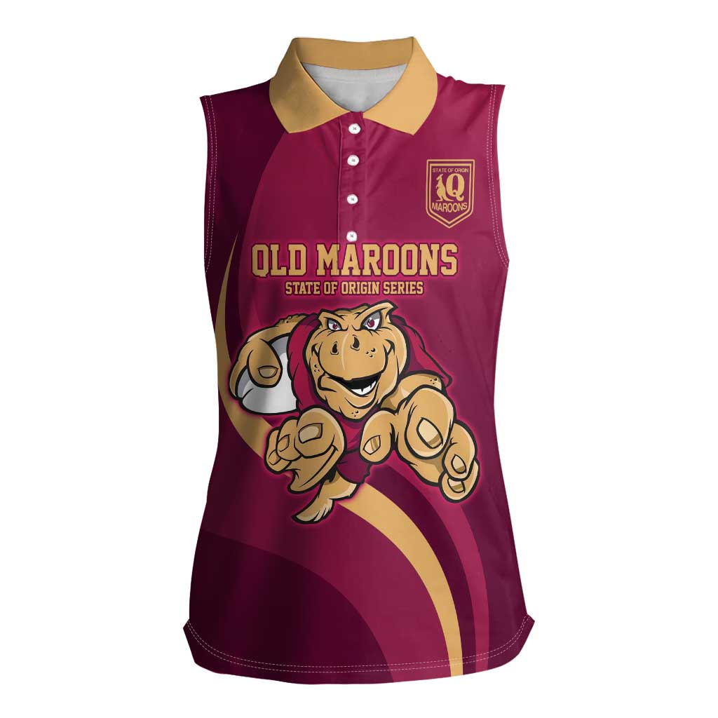 Custom QLD Maroons Cane Toad Women Sleeveless Polo Shirt Queensland Origin No1