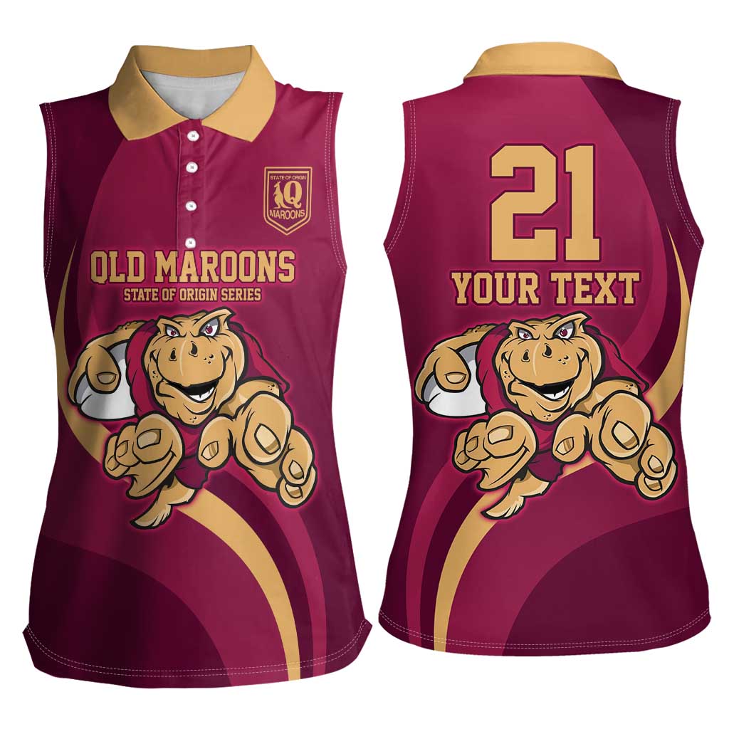 Custom QLD Maroons Cane Toad Women Sleeveless Polo Shirt Queensland Origin No1