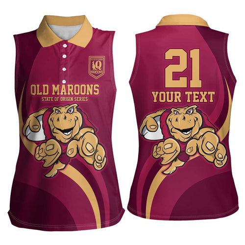Custom QLD Maroons Cane Toad Women Sleeveless Polo Shirt Queensland Origin No1