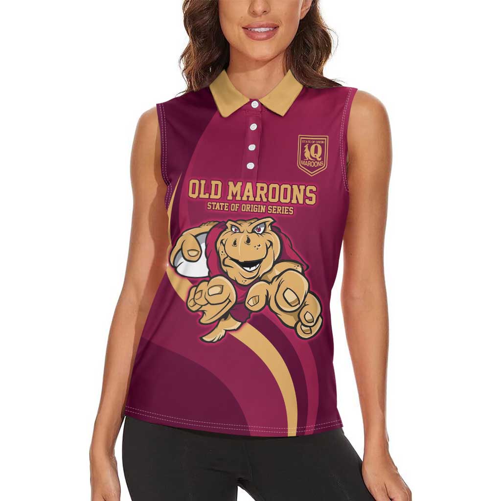 Custom QLD Maroons Cane Toad Women Sleeveless Polo Shirt Queensland Origin No1