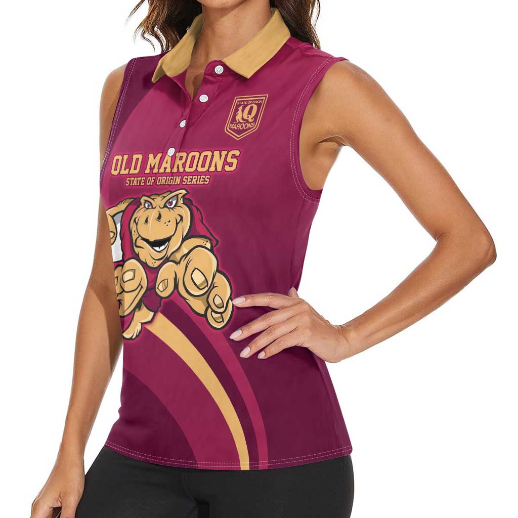 Custom QLD Maroons Cane Toad Women Sleeveless Polo Shirt Queensland Origin No1