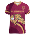 Custom QLD Maroons Cane Toad Women V-Neck T-Shirt Queensland Origin No1