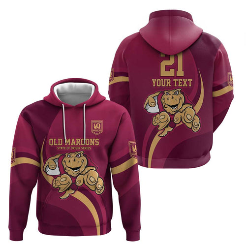 Custom QLD Maroons Cane Toad Zip Hoodie Queensland Origin No1