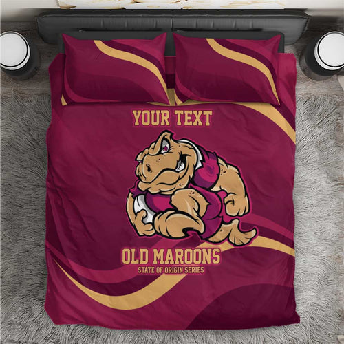 Custom QLD Maroons Cane Toad Bedding Set Queensland Origin No2