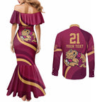 Custom QLD Maroons Cane Toad Couples Matching Mermaid Dress and Long Sleeve Button Shirt Queensland Origin No2