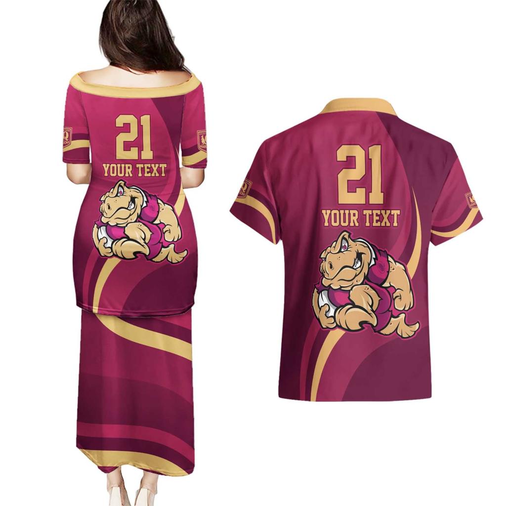 Custom QLD Maroons Cane Toad Couples Matching Puletasi and Hawaiian Shirt Queensland Origin No2