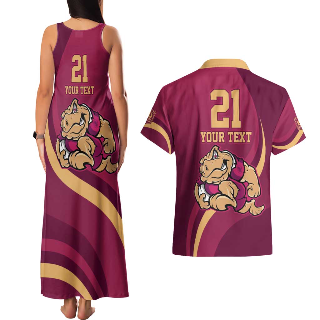 Custom QLD Maroons Cane Toad Couples Matching Tank Maxi Dress and Hawaiian Shirt Queensland Origin No2
