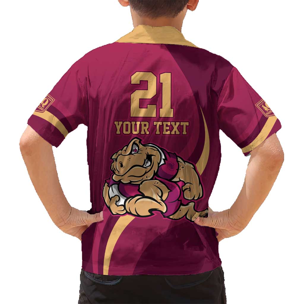 Custom QLD Maroons Cane Toad Family Matching Long Sleeve Bodycon Dress and Hawaiian Shirt Queensland Origin No2